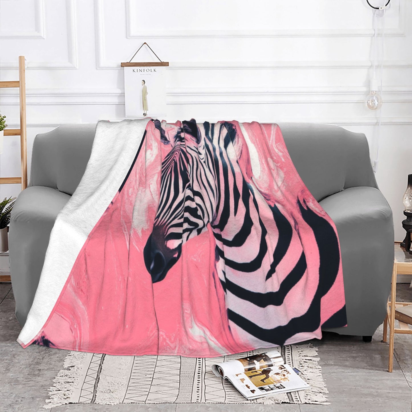 Modern Zebra Art Print | Zebra Design with Pink Background