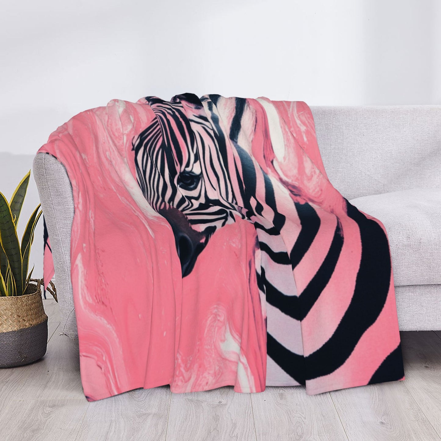 Modern Zebra Art Print | Zebra Design with Pink Background