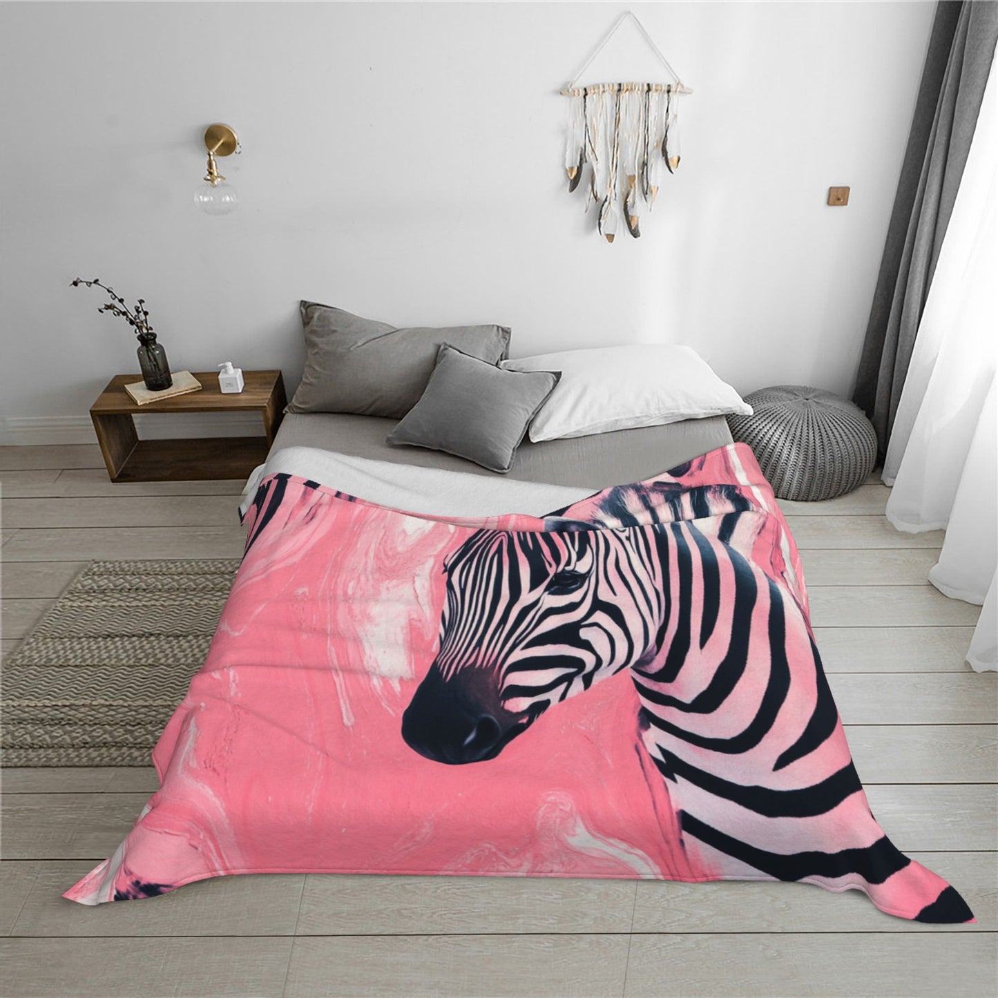 Modern Zebra Art Print | Zebra Design with Pink Background